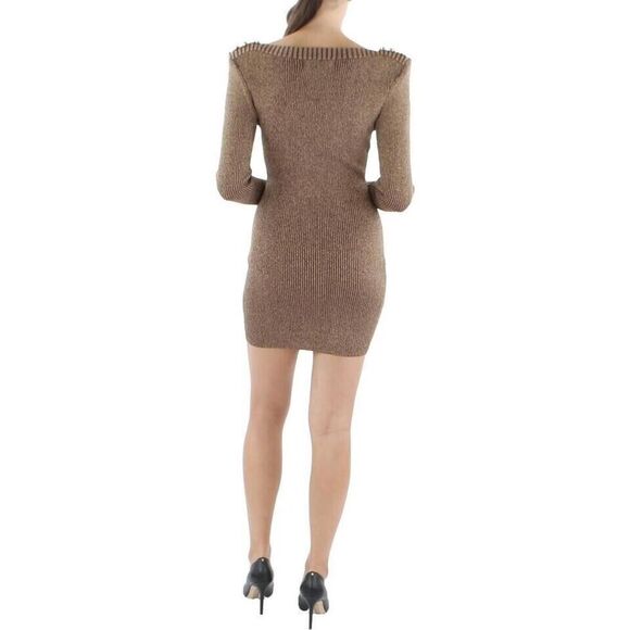 Retrofete FW22-5718 Women's Sz M Gold Avenue Metallic Rib Knit Mini Dress $325 - Picture 11 of 11